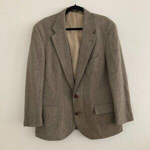 Vintage Chaps by Ralph Lauren Camel Hair Blazer Jacket Brown Herringbone Mens 42